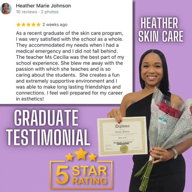 Graduate testimonial ⭐️⭐️⭐️⭐️⭐️ 

Thank you @heather.thebeautyqueen you are an amazing person and student and we can’t wait to see your new career take off. Good luck and congratulations ! 

📍 @robertfianceflorida